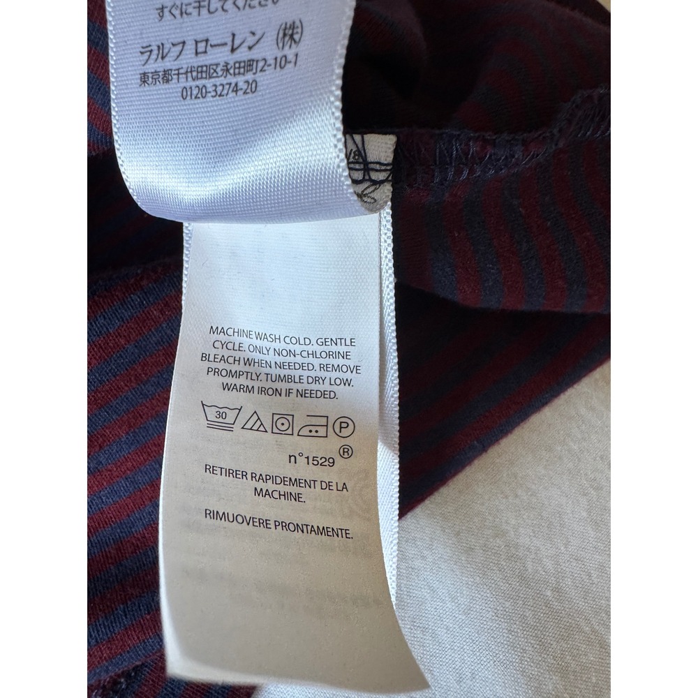 Polo Ralph Lauren Mens Burgundy Striped Polo Shirt XL Preppy Classic Nautical - Picture 9 of 13